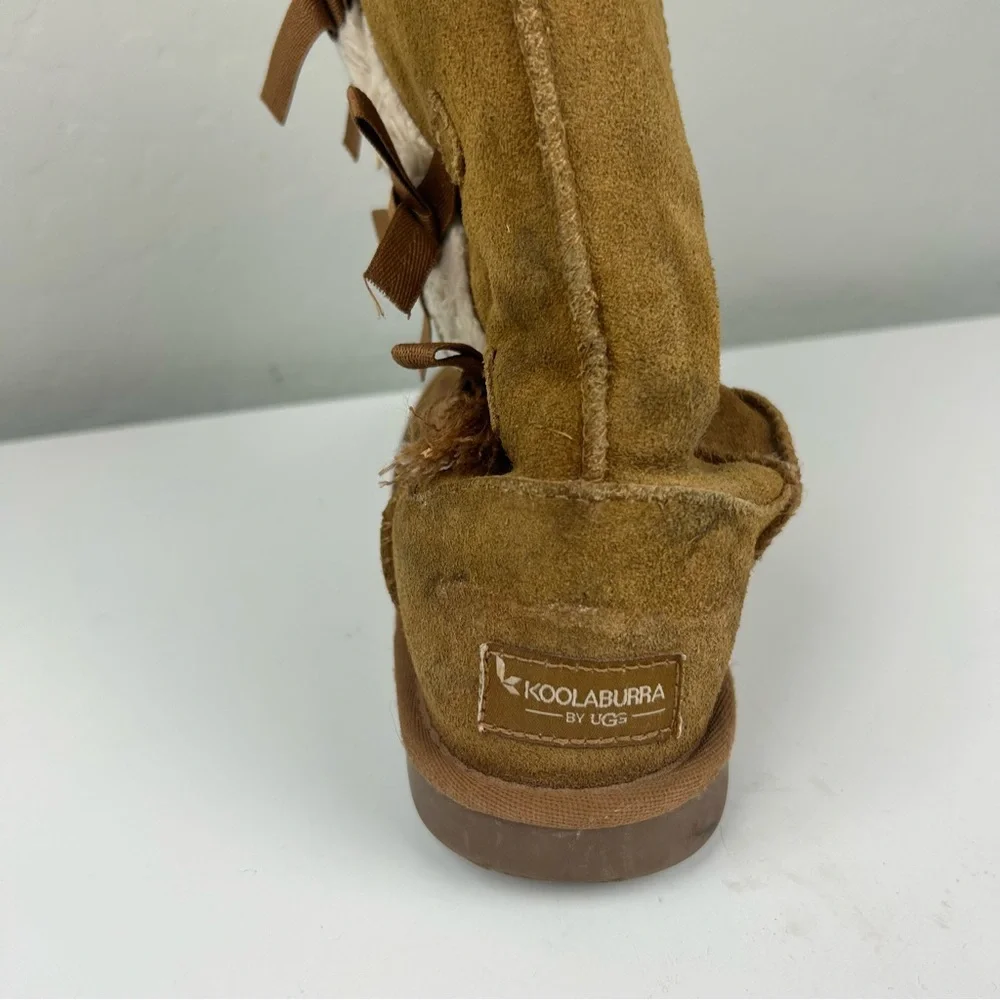 Koolaburra by Ugg Victoria tall tan suede faux fur boots girls size 2
